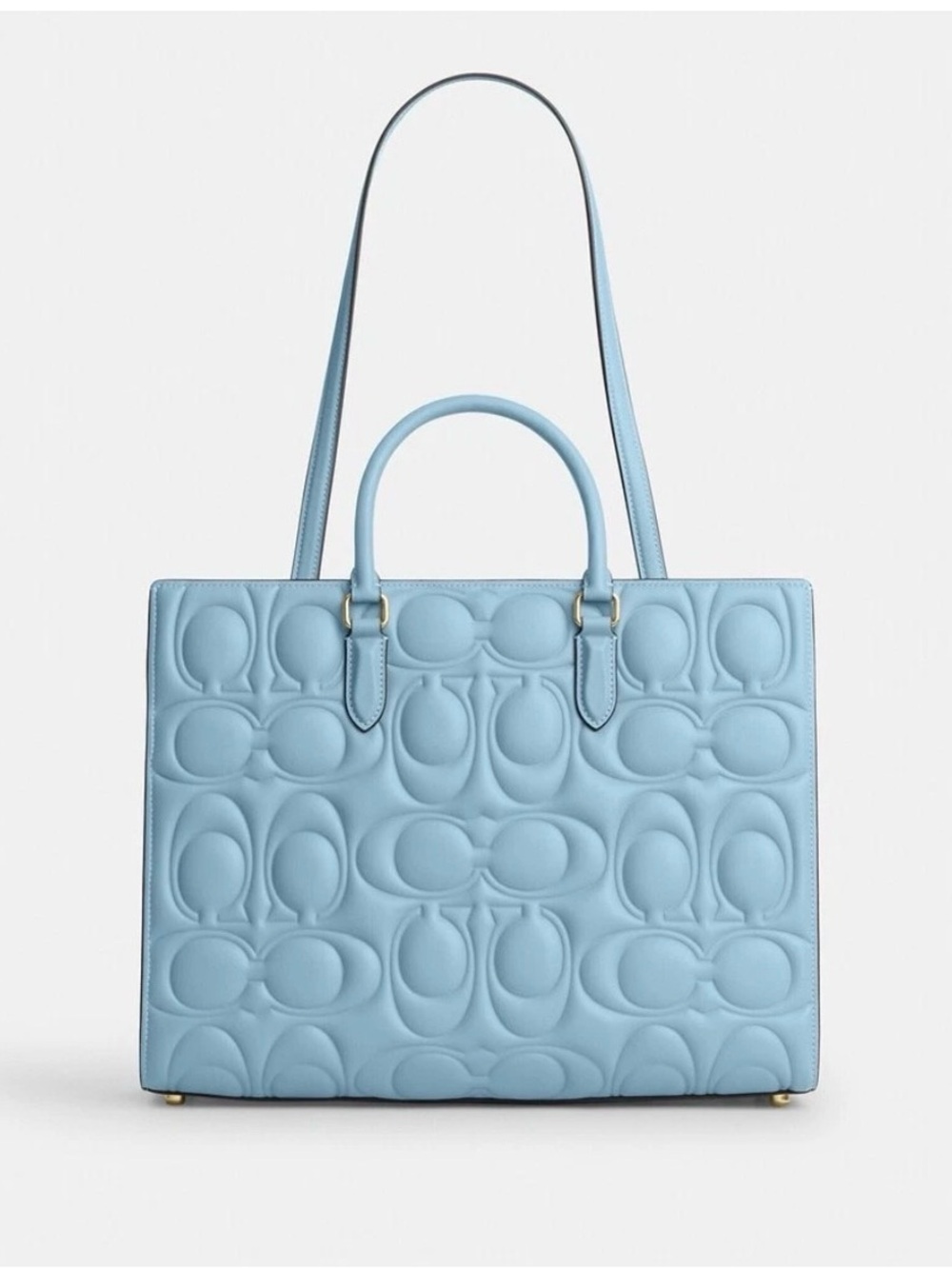 Coach Leather Quilted Tote Bag in Light Blue